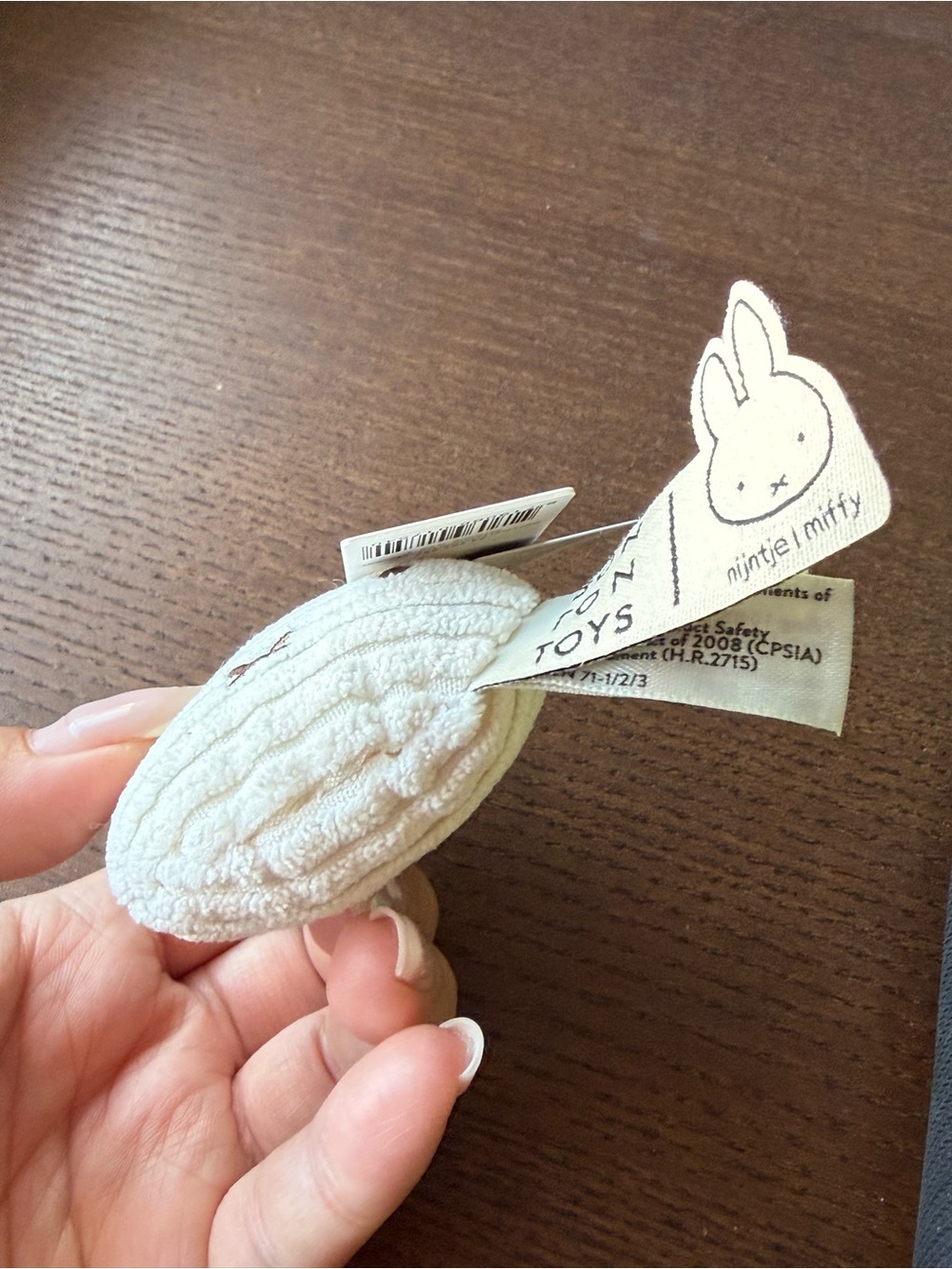 Miffy Bon Ton Toys Flat ECO Corduroy Keychain Bag Charm - Off White - Picture 6 of 11